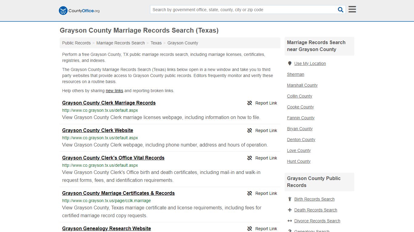 Grayson County Marriage Records Search (Texas) - County Office
